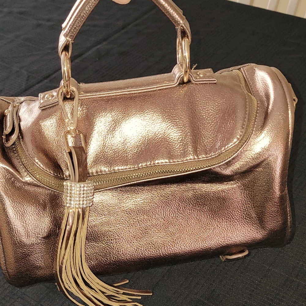 MATALLIC GOLD PURSE WITH RINESTONE TASSLE - **SALE SALE SALE- PRICE DROP**